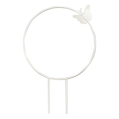 1 Pack White Iron Garden Trellis for Climbing Plants- 13.4 Vine Plant Metal Support Wire Potted Plants Climbing Holder Rack for Garden Stem Stalks Vines (Round)