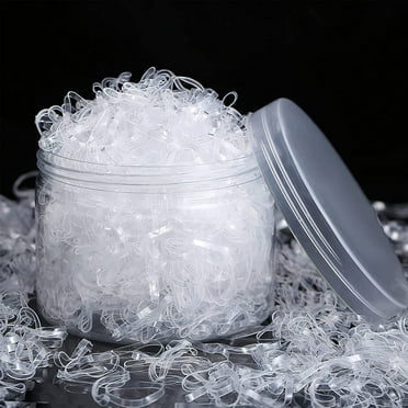 1500pcs Clear Elastic Hair Bands, Small Mini Rubber Hair Ties with Box, No Damage Soft Baby Hairties, Tiny Ponytail Bands for Girls Kids Women Men