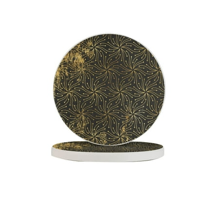 

Circular Drink Coasters Set Ethnic Boho Pattern Golden Beautiful Home Decor Diatomite Heat-Resistant Diatomite Protect Table Countertop