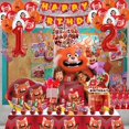 thumbnail image 2 of Suministros de fiesta rojos giratorios, platos de decoración, servilletas, vasos, pancarta, mantel, decoraciones para fiesta de cumpleaños de Panda, juegos de vajilla, 2 of 4