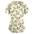 thumbnail image 5 of Scrub Women Petite,Floral Print Scrub Tops - Side Pocket Design for Nurses & Healthcare Workers - Pink - XL, 5 of 5