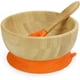thumbnail image 4 of Plato de bambú para bebé con ventosa antideslizante que incluye plato con ventosa para bebé, plato de alimentación con ventosa estable, cuchara para bebé a juego, juego de vajilla para bebé de alta ca JFHHH pequeña, 4 of 5