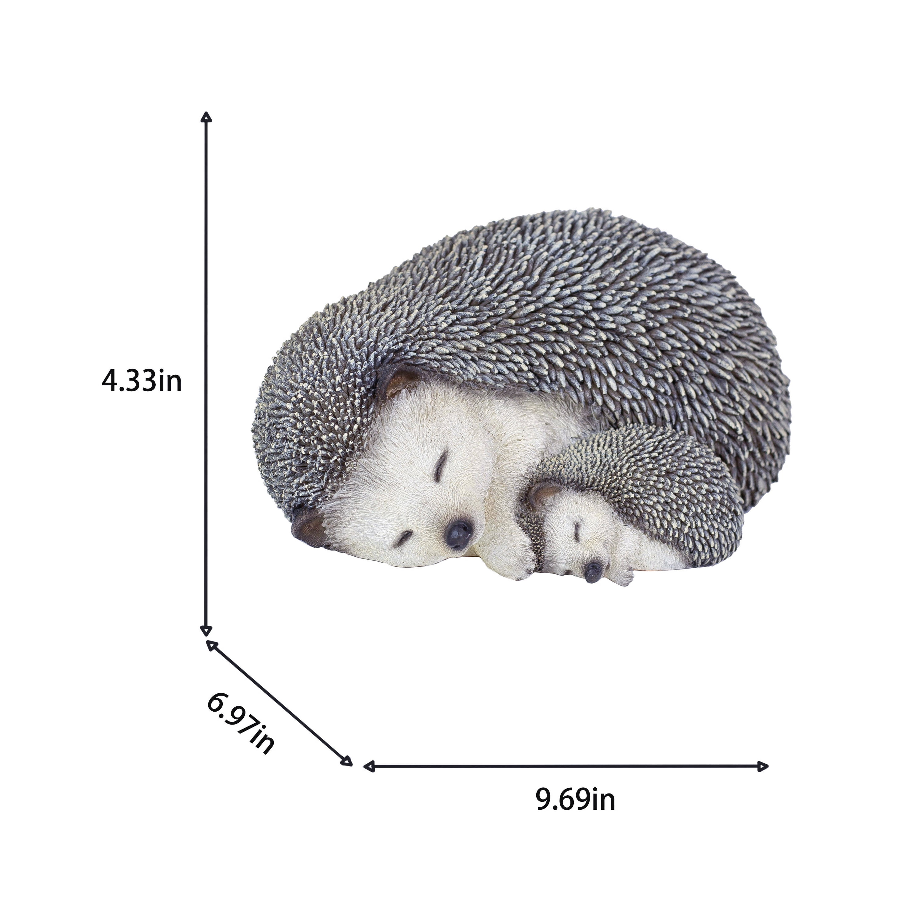 SOREAL Off-white Sleeping Mother Baby Hedgehog Decorative Figurine for Home & Office Décor, Handcrafted Resin Statue, Weather-Resistant Indoor/Outdoor Decor