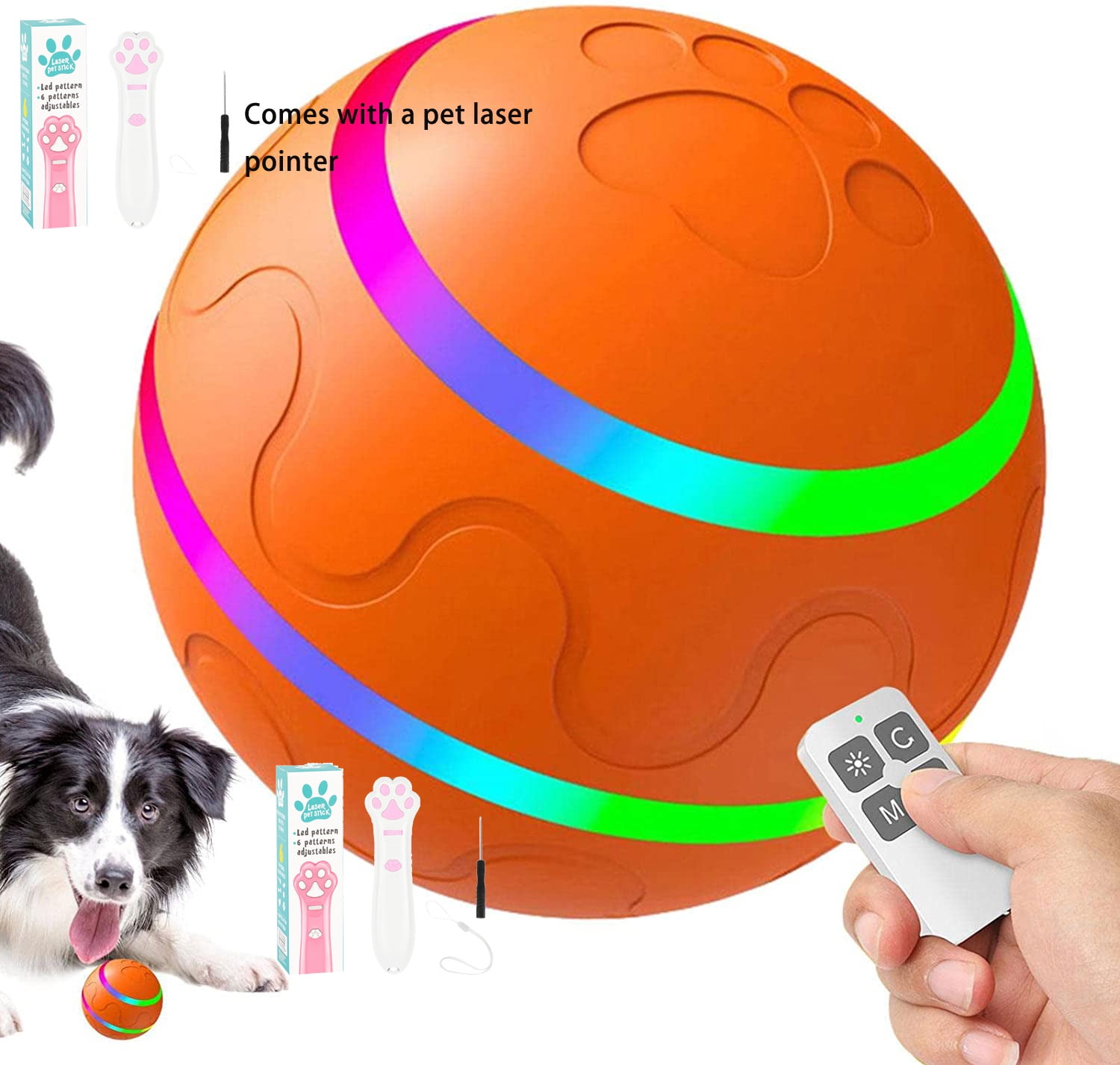 Smart Electric Dog Toy Ball With LED Flashing,Pet Cats/Dogs Interactive  Chew Toys With Remote Control USB Rechargeable