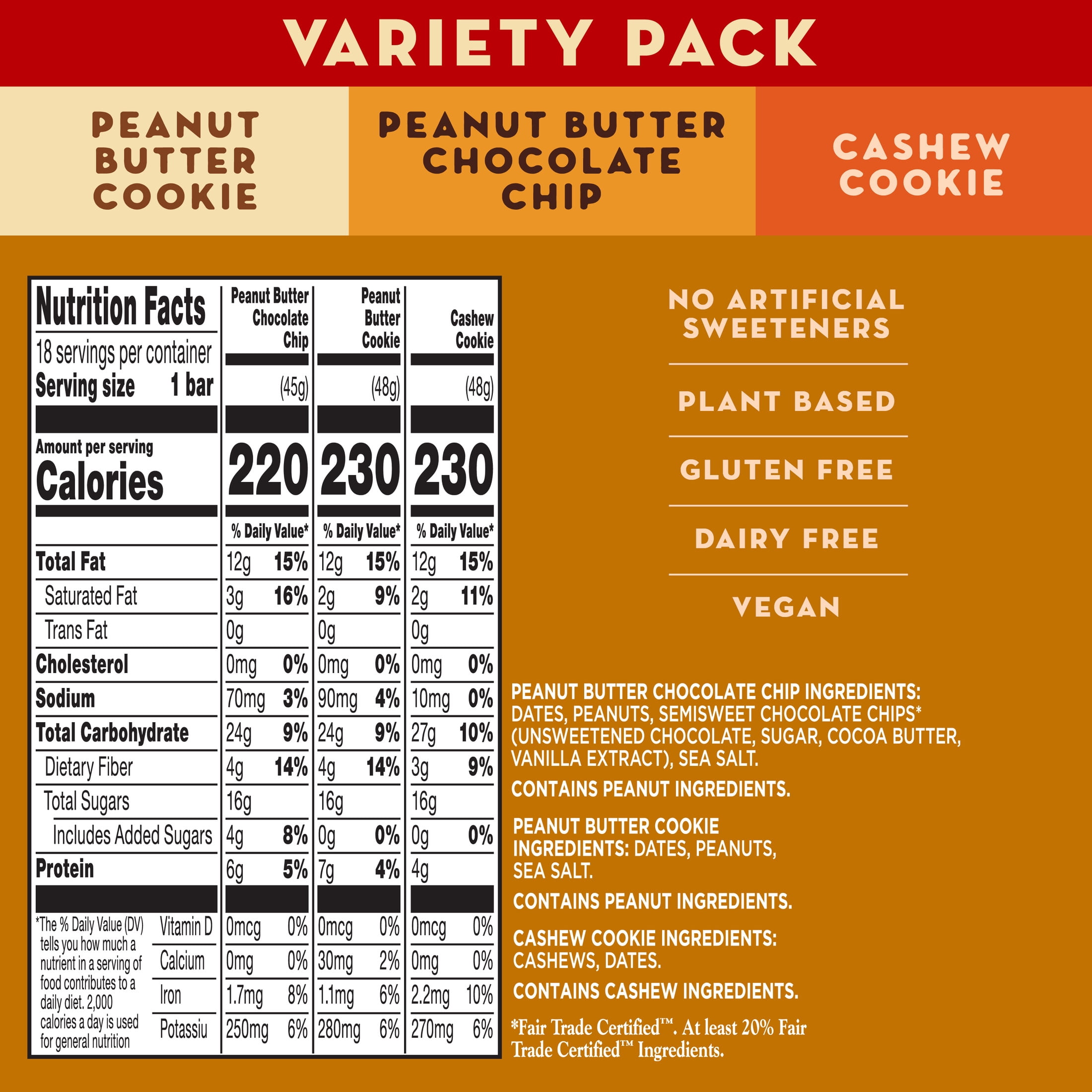 Larabar Fruit and Nut Bars Variety Pack, Gluten Free and Vegan, 30 oz, 18 Count