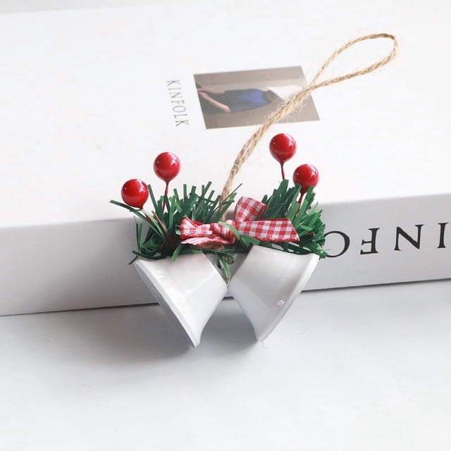 Campanas Navideñas de Hierro para Colgar En El Árbol de Navidad o Decorar La Chimenea | Adorno Navideño Rojo con Cascabeles Metálicos | Juego de 4 | para Uso Interior y Exterior