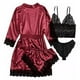 thumbnail image 4 of Conjunto De Pijama De 4 Piezas Para Mujer Con Ribete De Enca, 4 of 8