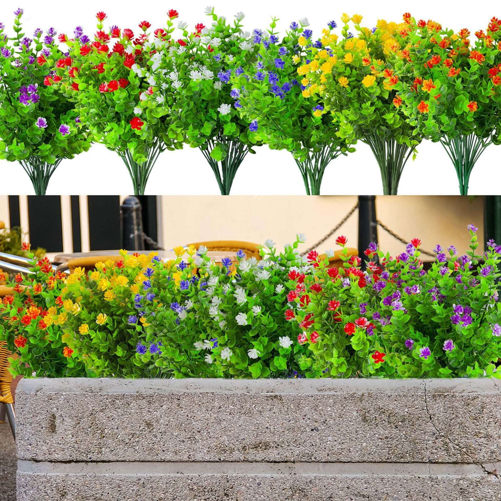 Hvmvliv Artificial Flowers Artificial Flowers 1 Bundles Fake Flowers Faux Plastic Plants for Home Decorations Outdoor Porch Flowerpot Artificial Flower Pink