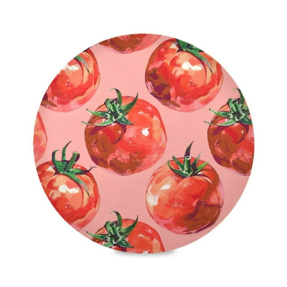 Round Plate Mat 15.4x15.4 Inchesx1 Placemat Table Mat Kitchen Mat Coffee Mat Fabric Thick, Strong Wear-Resistant, Heat Resistance Red Tomato