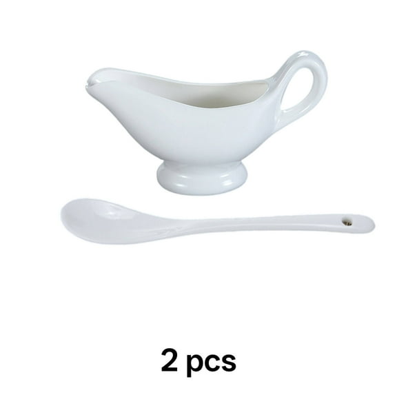 FACEGA Gravy Boat Ceramic White Gravy Boat Small Simple Elegant Gravy Boat with Saucer,White