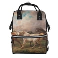 thumbnail image 1 of Disketp Three Horses Oil Painting Mochila de Pañales de Gran Capacidad con Múltiples Bolsillos, Mochila de Viaje Multifuncional para Bebé, Unisex, Moderna y Resistente, 1 of 6