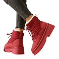 thumbnail image 4 of HTHLVMD Waterproof Winter Booties, Quilted Puffer Snow Boots, Women's Winter Snow Boots Lace Up Waterproof Warm Faux Fur Lined Booties Quilted Puffer Thick Sole Outdoor Walking Shoes, Wine 6.5, 4 of 6