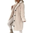thumbnail image 3 of Women'S Casual Long-Sleeved Lapel Button Coat Autumn and Winter Plush Coat Long Coat Apricot S, 3 of 9