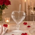 thumbnail image 4 of KGJQ Creative Heart-shaped Goblet with Straw, Personalized Glass Wine Juice Cup, Love Heart Stemware for Champagne Martini, Wedding Gift, 4 of 8