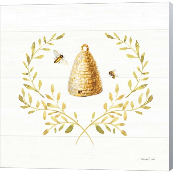 Great Art Now Bees and Blooms Skep Laurel by Danhui Nai, Canvas Wall Art, 12W x 12H