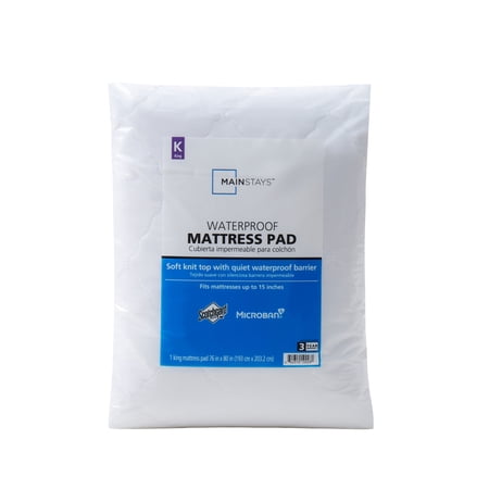 MAINSTAYS WATERPROOF MATTRESS PAD, KING 76 IN X 80 IN