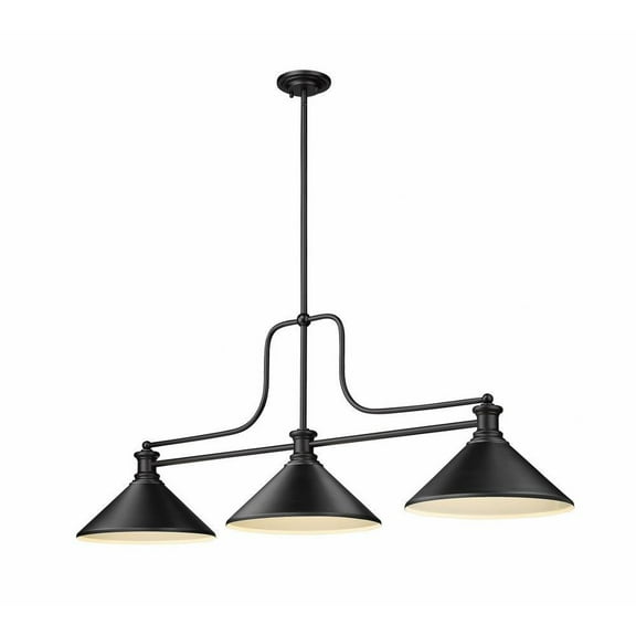 3 Light Billiard with Shade-21 inches Tall and 14 inches Wide-Matte Black Shade Color Bailey Street Home 372-Bel-4962115