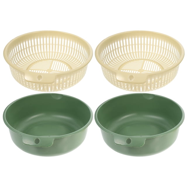 Homoyoyo 2Ud Canastas Para Y Verduras Cocina Plástico Verde Doble Capa Resistente