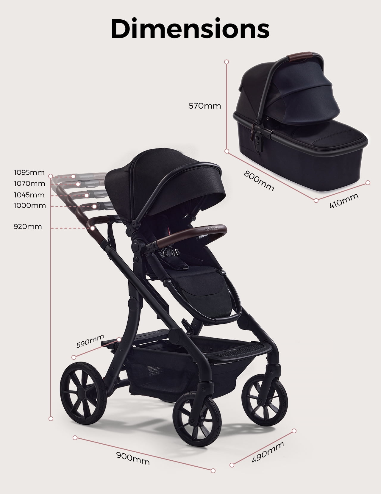 Momcozy ChangeGo Baby Stroller, Convertible Single-to-Double-to-Wagon Stroller with 23 Configurations, Bassinet and Seat Included, Large PU Wheels, All-Wheel Suspension ＆ Extendable UPF50+ Canopy