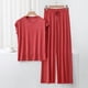 thumbnail image 2 of Conjunto de pijama holgado para mujer: camiseta de manga corta y pantalones con cordón, poliéster y spandex, para todas las estaciones, tallas M-XXL., 2 of 7