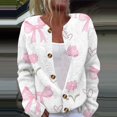 thumbnail image 2 of Valentine's Day Sprint Shrugs for Women Lightweight 3/4 Sleeve Sprint Cardigans for Women Lightweight Open Front Shrug Cardigan Love Heart print Dressy Draped Thin Cardigans, 2 of 5