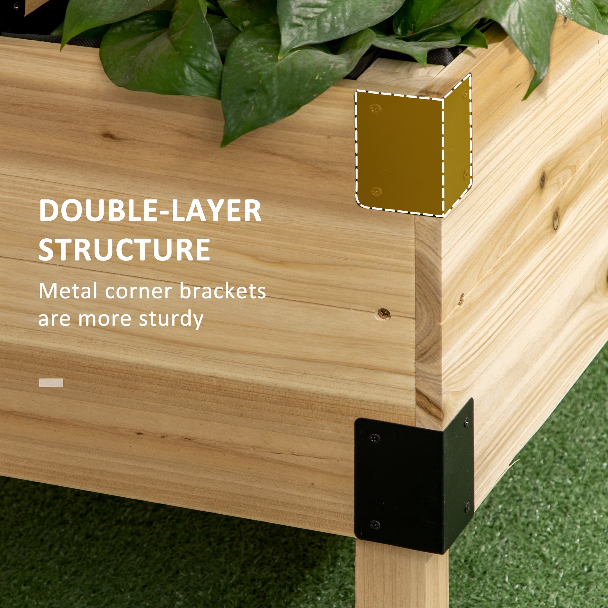 Raised Garden Bed Wood Elevated with Legs Trellis Above Ground Standing Planters Boxes 2 Tier Outdoor for Vegetables Flower Plants Herb, Natural