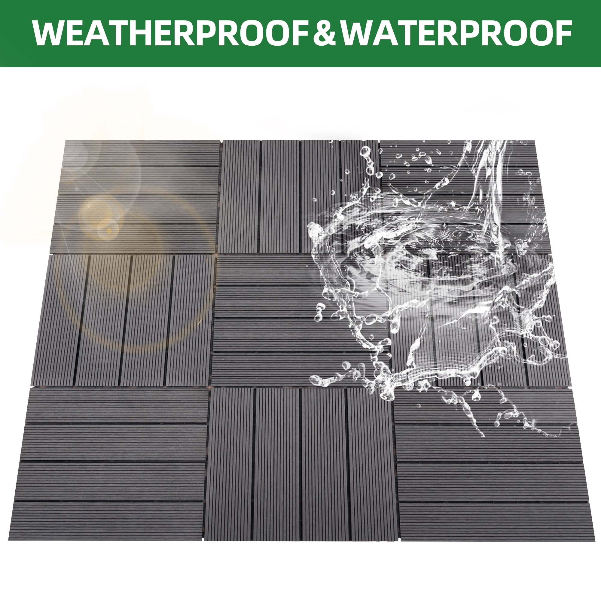 Interlocking WPC Deck Tiles, Waterproof Indoor & Outdoor Flooring for Patio, Balcony, Porch, Backyard, Bedroom