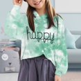 thumbnail image 2 of idosla Letter Long Tie Clothes Hoodies Pullover Short Dyed Tops Sweatshirts Girls Kids Sleeve Teen Sweatshirt Hoodie Girls (Light Green, 12-13 Years), 2 of 6
