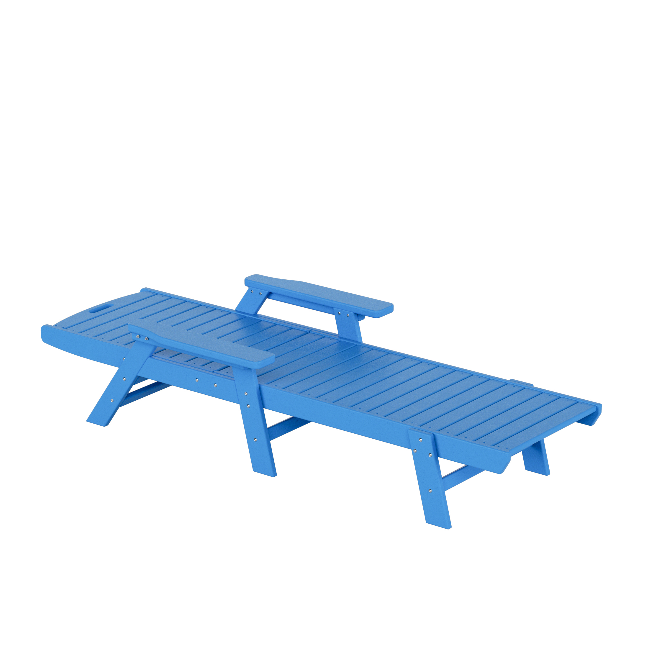 Bayport Outdoor 3PC HDPE Plastic Reclining Chaise Lounge/Table Set Pacific Blue - image 5 of 13