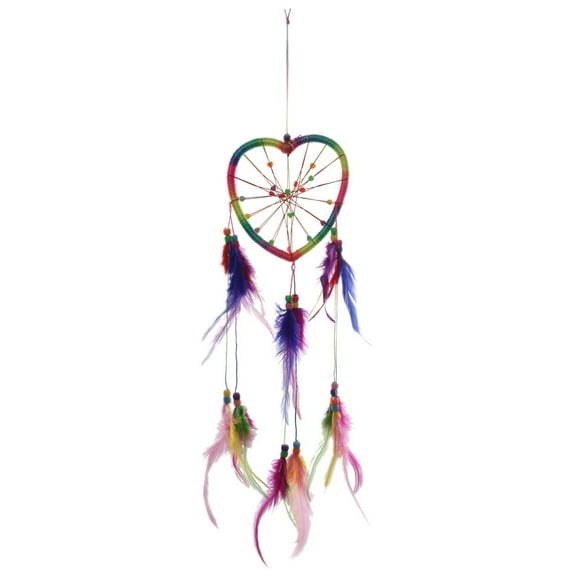 Esquirla Boho Rainbow Heart Shape Feather Home Wall Hanging