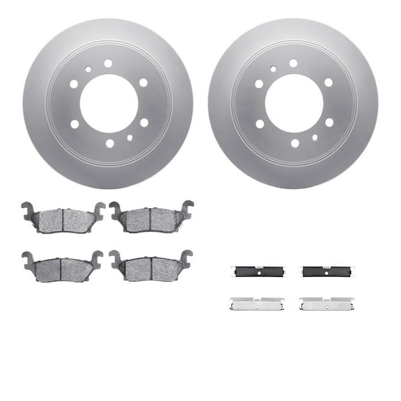 Dynamic Friction Company Rear Geospec Brake Rotors with 5000 Advanced Brake Pads includes Hardware 4512-93004