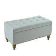 thumbnail image 6 of Xukmct Upholstered Linen Storage Bench with Wood Legs, Rectangle Storage Ottoman for Bedroom, Living Room, Gray, 6 of 8