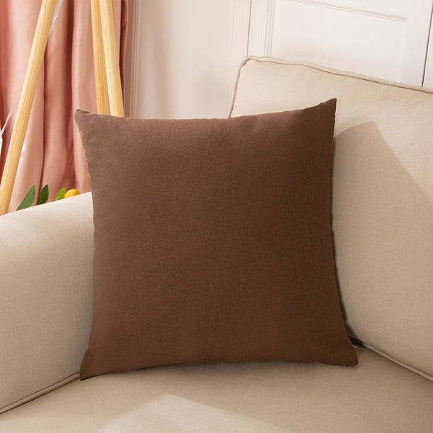Nvzi 3 fundas de almohada de lino liso. Clásicas y atemporales, de color liso y diseño sencillo, ideales para cualquier cama. Medidas: 15,75 x 23,62 pulgadas (café oscuro).