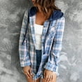 thumbnail image 5 of Fartey Plaid Jackets for Women Flannel Hooded Shacket Coats Oversized Button Up Jacket with Pockets Loose Comfy Long Sleeve Coats, 5 of 6