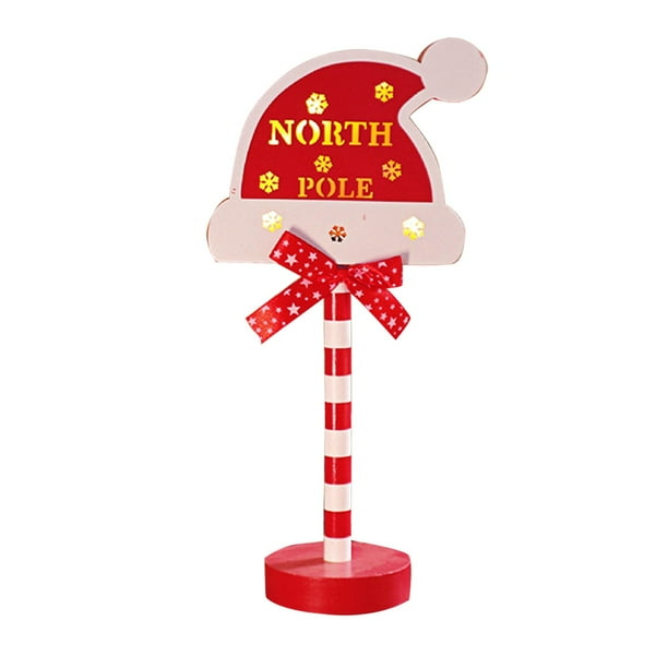 Decoración Navideña Adorno Navideño Nueva Señal De Tráfico Navideña Luces Decorativas Madera Navidad Vacaciones Ventana Escritorio Ambiente Luces Led De Colores Papá Noel Para Aquí