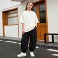 thumbnail image 4 of Pretxorve Kids Girls Cargo Pants Solid Basic Thin Cuffed Sport Casual Bottoms Sizes 1-14Y, 4 of 4
