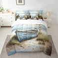 thumbnail image 2 of Erosebridal Vintage Boat Print Bed in a Bag King size, Vintage Lake House Farmhouse Bed Set, Microfiber 7pcs, 2 of 5