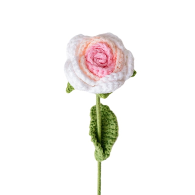 Artificial Rose Wool Crochet Flower Never Wither Long Lasting Flower 3D Texture Design Romantic Bloom for Mother's Day