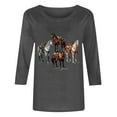 thumbnail image 4 of GaThRRgYP Women's Long Sleeve Tops,Women's New 3/4 Sleeve Western Style Printed Casual Top T-shirt Gray M, 4 of 4