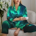 thumbnail image 6 of Honeii Northern Lights print Women's Pajama Sets Long Sleeve Button Down Sleepwear Nightwear Soft Pjs Lounge Sets-Medium, 6 of 7