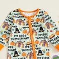 thumbnail image 6 of YDFCWXW Baby Girl Boy Halloween/Thanksgiving Long Sleeve Pumpkin/Turkey Romper Zipper Jumpsuit 0-12M (Green, 3-6 Months), 6 of 6