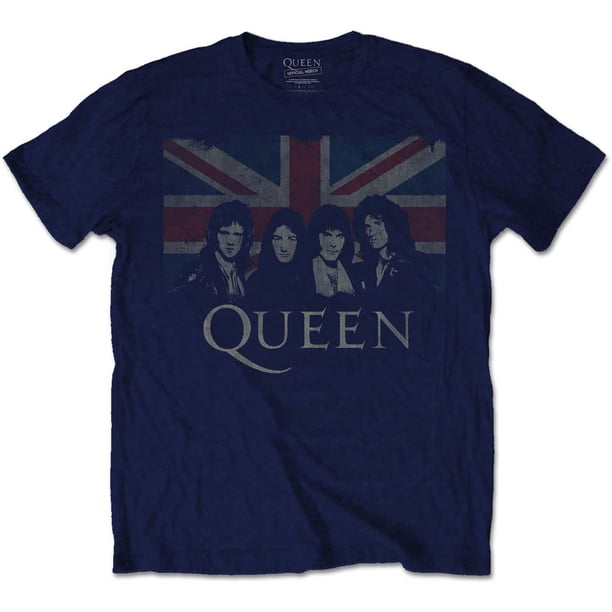 Queen - Camiseta Bandera de Reino Unido para Adultos Unisex (Azul Marino)