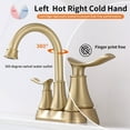 thumbnail image 4 of Tcbosik 2-Handle 4-Inch Bathroom Sink Faucet, 360° Swivel Water Outlet Centerset Lavatory Vanity Faucet with Pop-up Drain & Supply Hoses, Brushed Gold, 4 of 10