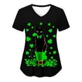 thumbnail image 1 of Birdeem Mode de la Saint-Patrick pour Femmes, Col en V, Décontracté, Manches Courtes, Imprimé, Poches, Hauts Blouse pour Dames, 1 of 4