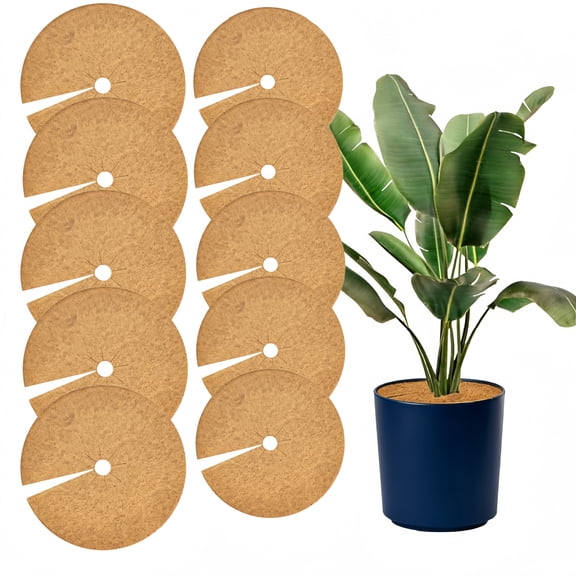 10 Pcs  Coconut Fibers Mulch Ring Tree Protector Mat,20cm/30cm Soil Cover for Indoor Plants, Natural Coco Coir Tree Ring Mulch Mat Plant Pot Soil Cover Protectors from Animals for Indoor or Outdoor