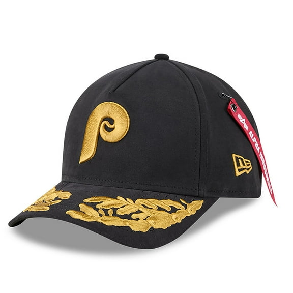 Men's New Era x Alpha Industries  Black Philadelphia Phillies A-Frame 9FORTY Adjustable Hat