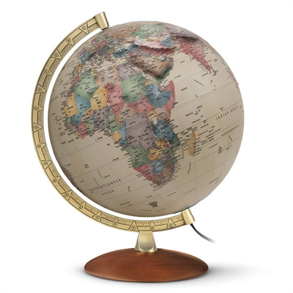 Athens Relief Globe, 12-inch Diameter, Illuminated, Raised Relief