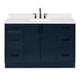 thumbnail image 2 of Ariel Kelly 54 Inch Single Rectangle Sink Bathroom Vanity With Carrara White Quartz Countertop 1.5 Inch Edge In Midnight Blue, 2 of 12