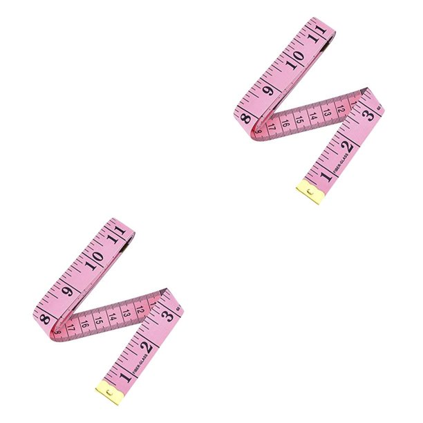 Bewildely Soft Tailor Tape Measure Clothes Dress Waist Cloth Bra Scale Circumference Professional Ruler Household Sewing Rosado 2piezas