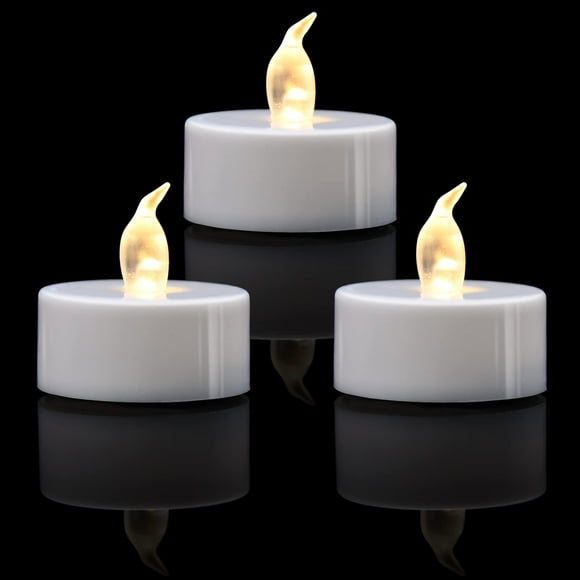 Velas de té LED KOABY, parpadeantes, sin llama, blanco cálido, 50 unidades